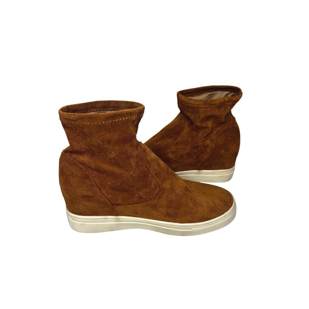 Le Sheelah Womens Brown Suede Ankle Boots Size 8